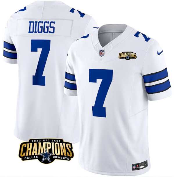Men & Women & Youth Dallas Cowboys #7 Trevon Diggs White 2023 F.U.S.E. NFC East Champions Patch Stitched Jersey->dallas cowboys->NFL Jersey